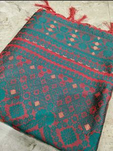 Beautiful Coral & Teal Saree