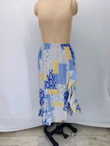 Bohemian Patchwork Print Ruffle Skirt