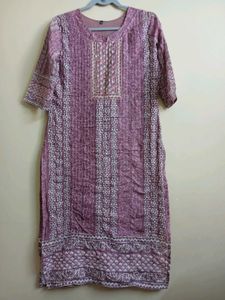 Three piece Pink Printed kurta
