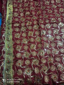 zari work red saree ( only one time wear)