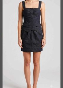 Dark Wash Denim Button-Front Mini Dress