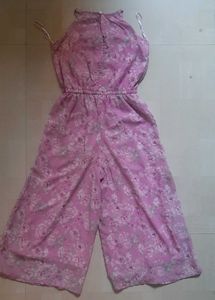 girls Pink Floral Jumpsuit