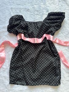 💍Polka Dot top with Pink Ribbon