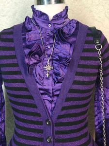 Purple & Black Striped Cardigan