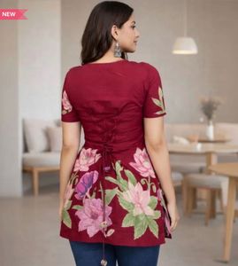Beautiful Floral Print Corset Short Kurta