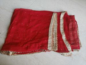 Red Embellished Dupatta