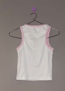 White Tank Top with Pink Trim