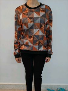Geometric Print Crew Neck Sweatshirt