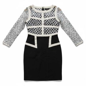 Chic Sequin Sleeve Black &amp; White Dress