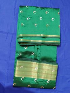 Beautiful Green Embroidered Saree Krishma zaree pa