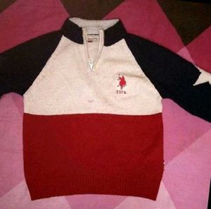 Chain On Neck Woollen Polo Sweater Branded Fo