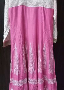 Pink Anarkali with pant and dupatta
