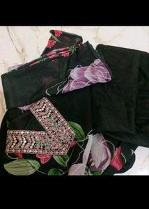 Black Floral Kurta Set with Dupatta
