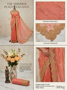 Net embroidery elegance Saree