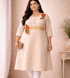 Beige Embroidered Kurta ✨