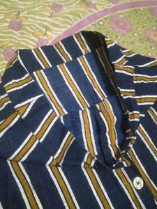 Striped Button-Front Midi Skirt