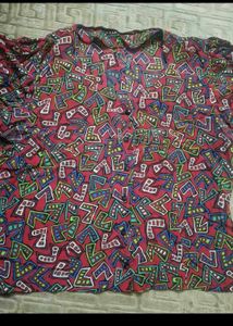Unique Geometric Print Button-Up Shirt