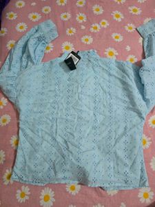 Light Blue Broderie Anglaise Top