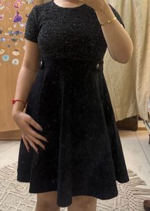 Sparkly Black Fit &amp; Flare Dress