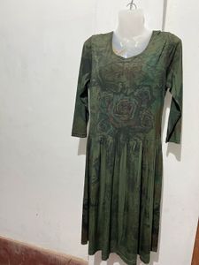 Green Floral Print Midi Dress
