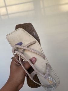 Elegant Beige Braided Strappy Sandals