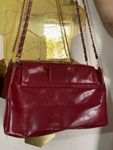 Chic Burgundy Patent Leather Shoulder Bag
