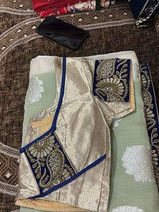 Elegant Lime Green Saree with Brocade Pallu