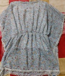 Blue Floral Kaftan Top