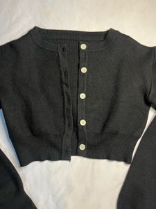 Black Cropped Cardigan