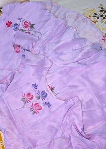 aachho Lilac Floral organza suit set