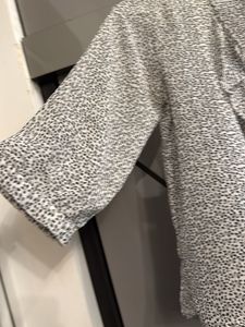 Printed Ruffle Blouse-sheer