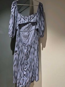 Stylish Printed Puff Sleeve Midi Dress