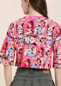 HERE&amp;NOW Graphic Printed Pure  Cotton Drop - shoul