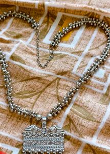 Boho Tribal Oxidized Silver Necklace