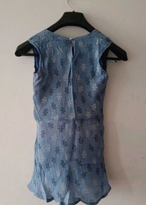 Blue Floral Sleeveless Top