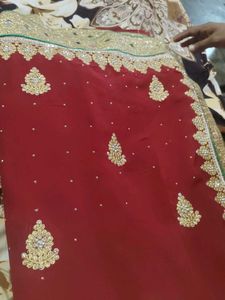 Embroidered Maroon Saree