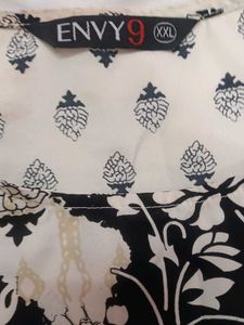 Cream Kurta with Black Floral Print
