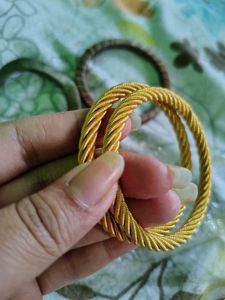 Elegant Gold Twisted Bangles Set combo