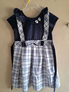 Adorable Girls Navy & White Plaid Dress