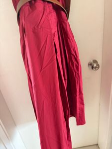 Maroon Collared Sleeveless Midi Dress with Belt