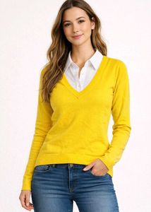 Vibrant Yellow V-Neck Sweater