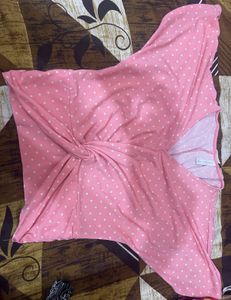 Cute Pink Polka Dot Twist Top