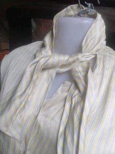 Elegant Striped Blouse with Scarf Deta imported fa