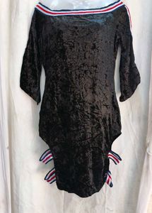 Crushed Velvet Off-Shoulder Dress