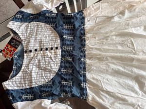 Elegant White &amp; Blue Dress