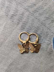 Gold Butterfly Hoop Earrings