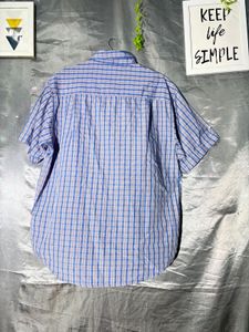 Men's Blue Plaid Short Sleeve Shirt