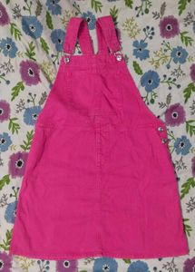 Pink Denim Dungaree Short Dress