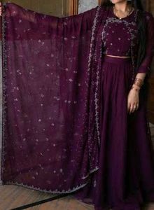 hand work 4 piece wine colour dress