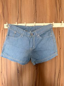 Cotton denim shorts